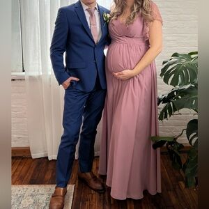 Dusty rose maxi brides maid or coctail dress